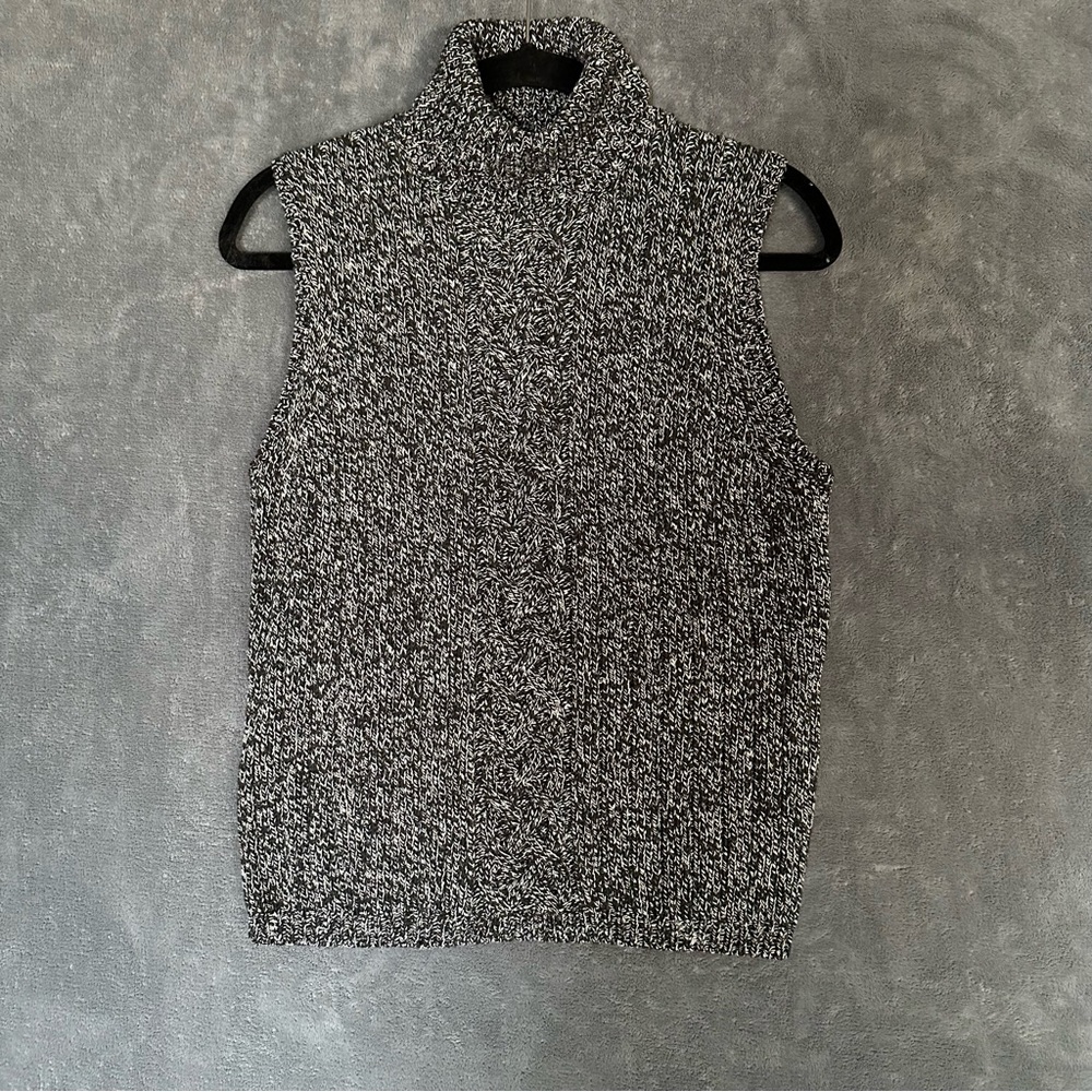 Pendleton Gray Silk Cotton Blend Turtleneck Sweater Sleeveless size Medium